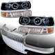 Chevy Silverado 1999-2002 Chrome Vertical Grille and Black Projector Headlights Set