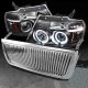 Ford F150 2004-2008 Chrome Vertical Grille and Black Projector Headlights Set