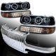 Chevy Tahoe 2000-2006 Chrome Vertical Grille and Black Projector Headlights Set