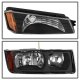 Chevy Avalanche 2002-2006 Body Cladding Black Headlights Set