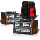 GMC Suburban 1994-1999 Black Headlights Tinted Corner Black LED Tail Lights