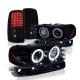 GMC Yukon 2000-2006 Black Smoked Halo Projector Headlights and LED Tail Lights