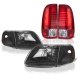 Ford F150 1997-2003 Black Headlights and Red LED Tail Lights