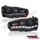 Mitsubishi Lancer 2008-2015 Smoked Projector Headlights LED DRL and LED Tail Lights