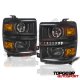 Chevy Silverado 1500 2014-2015 Black Projector Headlights LED DRL