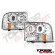 Ford F250 Super Duty 1999-2004 Clear Dual Halo Projector Headlights with LED