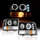 Ford F250 Super Duty 1999-2004 Black Dual Halo Projector Headlights with LED