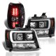Chevy Avalanche 2007-2013 Black Tube DRL Headlights LED Tail Lights