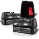 Chevy Suburban 1992-1993 Smoked Headlights Black Smoked LED Tail Lights