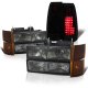 GMC Sierra 1994-1998 Smoked Headlights Tinted Corner Black Smoked LED Tail Lights
