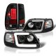 Ford F150 1997-2003 Black DRL Projector Headlights LED Tail Lights