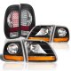 Ford F150 1997-2003 Black Harley Headlights Black Chrome LED Tail Lights