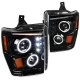 Ford F350 Super Duty 2008-2010 Glossy Black Halo Projector Headlights with LED