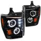 Ford F250 Super Duty 2008-2010 Glossy Black Halo Projector Headlights with LED