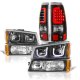 Chevy Silverado 3500 2003-2006 Black LED DRL Headlights LED Tail Lights Red Tube