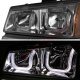 Chevy Silverado 1500HD 2003-2006 Smoked LED DRL Headlights Tube Bumper Lights