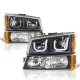 Chevy Avalanche 2003-2006 Black LED DRL Headlights Bumper Lights