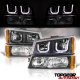 Chevy Silverado 1500HD 2003-2006 Black LED DRL Headlights Bumper Lights