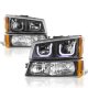 Chevy Silverado 1500HD 2003-2006 Black LED DRL Headlights Bumper Lights