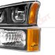 Chevy Silverado 1500HD 2003-2006 Black LED DRL Headlights Bumper Lights