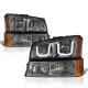 Chevy Avalanche 2003-2006 Smoked LED DRL Headlights Bumper Lights