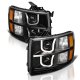 Chevy Silverado 2007-2013 Black LED DRL Projector Headlights