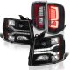 Chevy Silverado 2500HD 2007-2014 Black Facelift DRL Projector Headlights Custom LED Tail Lights Red Tube