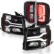 Chevy Silverado 2007-2013 Black Tube DRL Projector Headlights Custom LED Tail Lights Red Tube