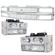 Chevy 3500 Pickup 1988-1993 Chrome Grille and LED DRL Headlights Set