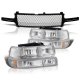 Chevy Silverado 1999-2002 Black Mesh Grille and Clear Headlights Set