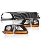 Ford F150 1999-2003 Black Grille and Harley Headlights Set
