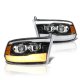 Dodge Ram 2009-2018 Glossy Black DRL Projector Headlights LED Signal Lights