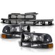 Chevy S10 1998-2004 Black Grille and Headlights Set