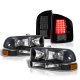 Chevy S10 1998-2004 Black Headlights Set Black Smoked LED Tail Lights