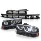 Chevy S10 1998-2004 Black Grille LED Halo Projector Headlights Set