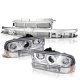 Chevy S10 1998-2004 Chrome Grille LED Halo Projector Headlights Set
