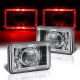 Ford Mustang 1979-1986 Red Halo Black Chrome Sealed Beam Projector Headlight Conversion