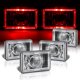 Chevy Camaro 1982-1992 Red Halo Black Chrome Sealed Beam Projector Headlight Conversion Low and High Beams