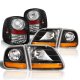 Ford F150 1997-2003 Black Harley Headlights Black Chrome LED Tail Lights Flareside