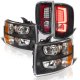 Chevy Silverado 2500HD 2007-2014 Black Headlights and Custom LED Tail Lights