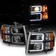 Chevy Silverado 2500HD 2007-2014 Black LED DRL Projector Headlights