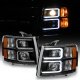 Chevy Silverado 3500HD 2007-2014 Black LED DRL Projector Headlights