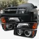 Chevy Avalanche 2002-2006 Body Cladding Black Halo Projector Headlights Set