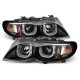 BMW 3 Series E46 Sedan 2002-2005 Black U-Bar Halo Projector Headlights