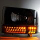Ford Excursion 2000-2004 Black Headlights LED Bumper Lights