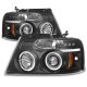 Ford F150 2004-2008 Black Halo Projector Headlights with LED
