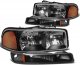 GMC Sierra 2500HD 2001-2006 Black Headlights and Bumper Lights