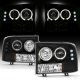 Ford Excursion 2000-2004 Black Dual Halo Projector Headlights with LED