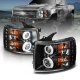 Chevy Silverado 2500HD 2007-2014 Black Projector Headlights with Halo and LED