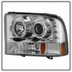Ford F250 Super Duty 1999-2004 Clear Dual Halo Projector Headlights with LED